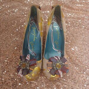 Irregular Choice Toodle Loo Pink and Gold Rococo Print Heels 40